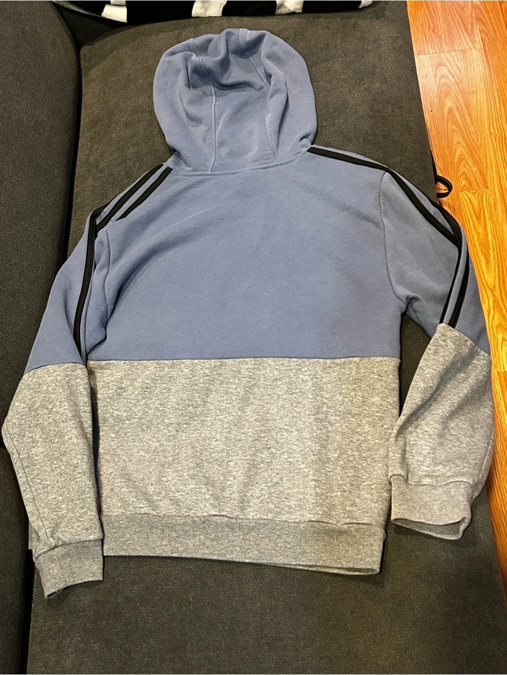 Adidas Blue & Grey Hooded Kids Sweatshirt with Black Logo 18/20 XL